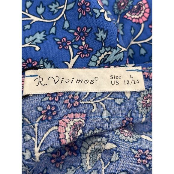 R. Vivimos Blue Floral Print Boho Maxi Dress Size 12/14 - Picture 10 of 10